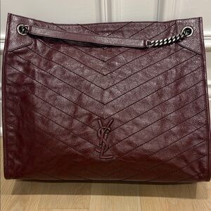 YSL Burgundy Leather Tote